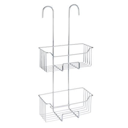 WENKO 24758100 - MILO-suihkuhylly 25x55 cm hopea/läpinäkyvä