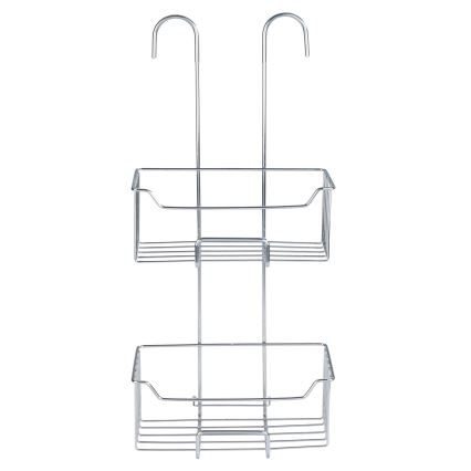 WENKO 24758100 - MILO-suihkuhylly 25x55 cm hopea/läpinäkyvä