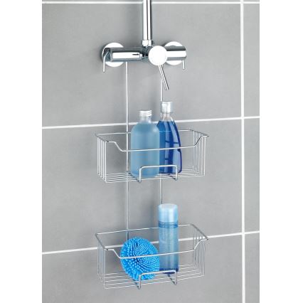 WENKO 24758100 - MILO-suihkuhylly 25x55 cm hopea/läpinäkyvä
