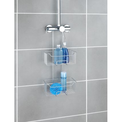 WENKO 24758100 - MILO-suihkuhylly 25x55 cm hopea/läpinäkyvä