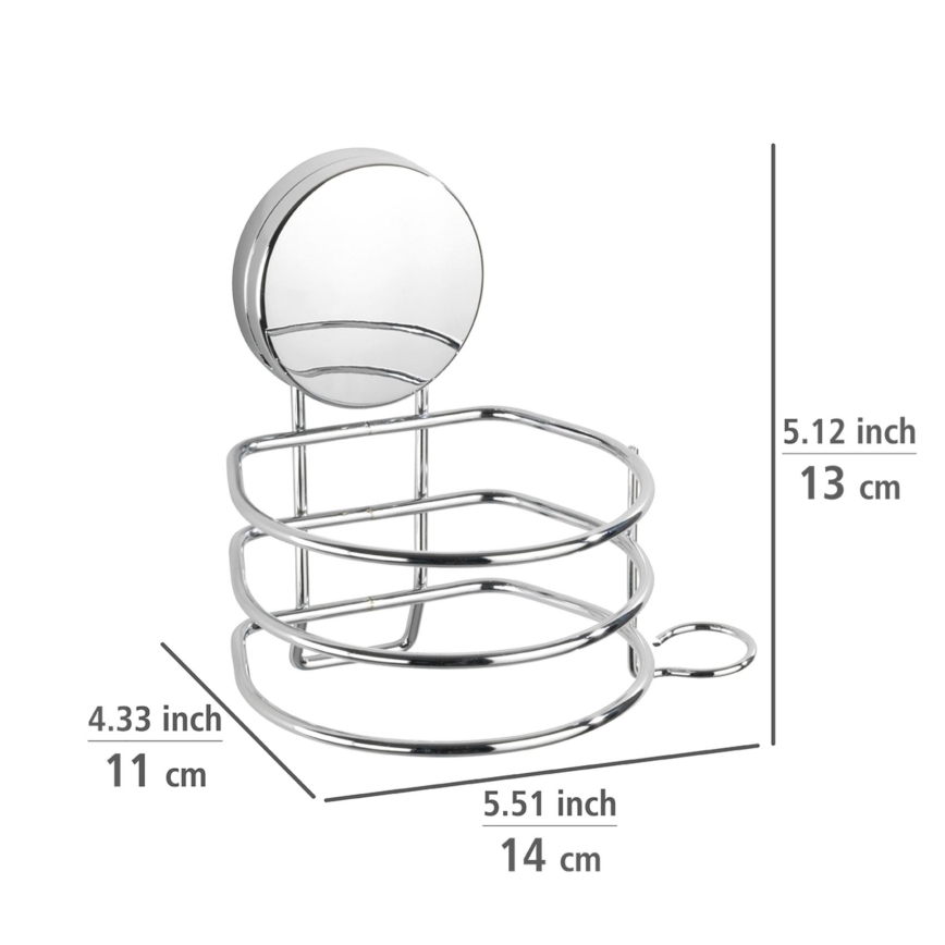 WENKO 24857100-Hiustenkuivaajan pidike STATIC-LOC + OSIMO 14x13 cm kiiltävä kromi
