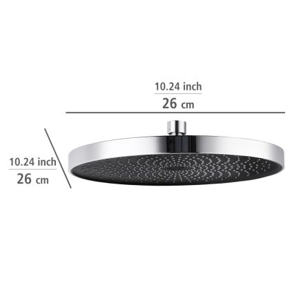 WENKO 24910100 - Suihkupää SOFTWATER 26x26 cm kiiltävä kromi/musta