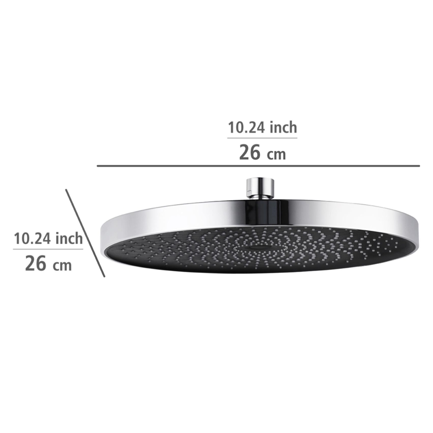 WENKO 24910100 - Suihkupää SOFTWATER 26x26 cm kiiltävä kromi/musta