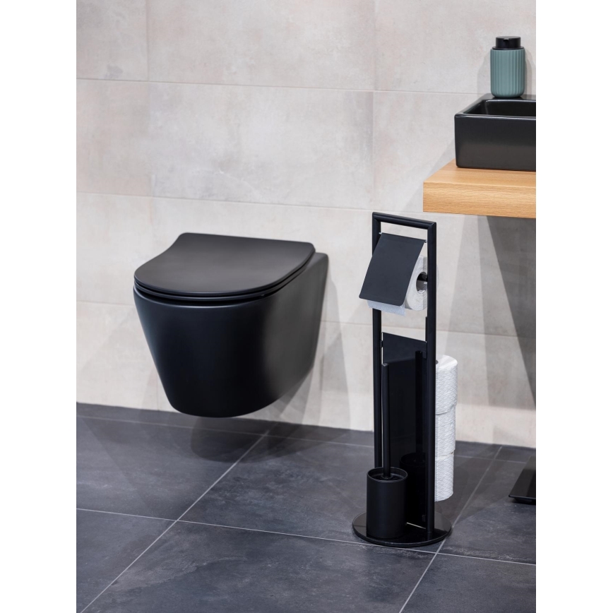 WENKO 24982800 - WC-setti RAVINA 20x70 cm ruostumaton teräs/musta