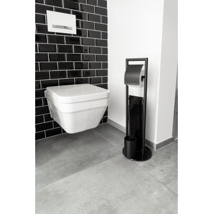 WENKO 24982800 - WC-setti RAVINA 20x70 cm ruostumaton teräs/musta