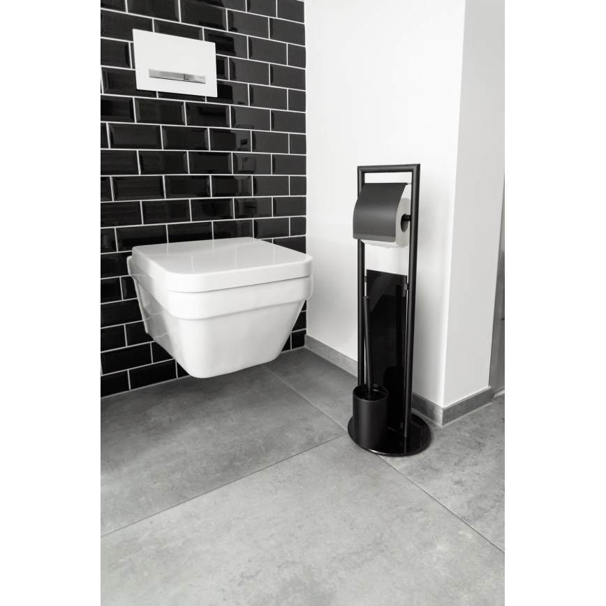 WENKO 24982800 - WC-setti RAVINA 20x70 cm ruostumaton teräs/musta
