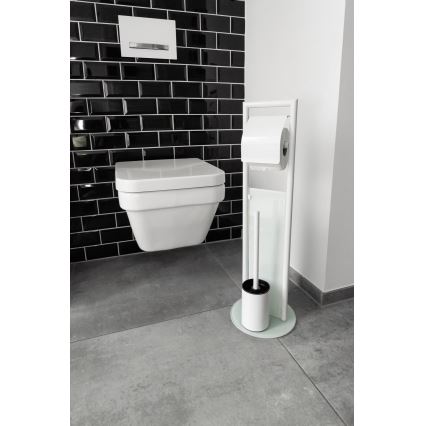 WENKO 24983800 - WC-setti RAVINA 20x70 cm ruostumaton teräs/valkoinen