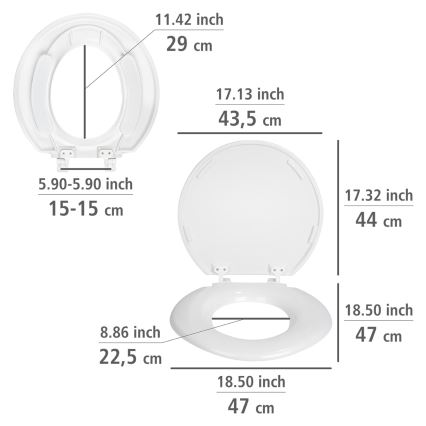 WENKO 25112100-WC-istuin TORINO 44x43,5 cm valkoinen