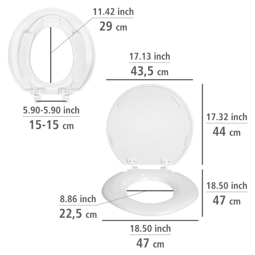 WENKO 25112100-WC-istuin TORINO 44x43,5 cm valkoinen