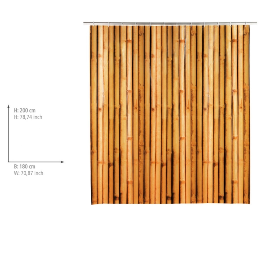 WENKO 25233100 - Suihkuverho BAMBUSA 180x200 cm ruskea