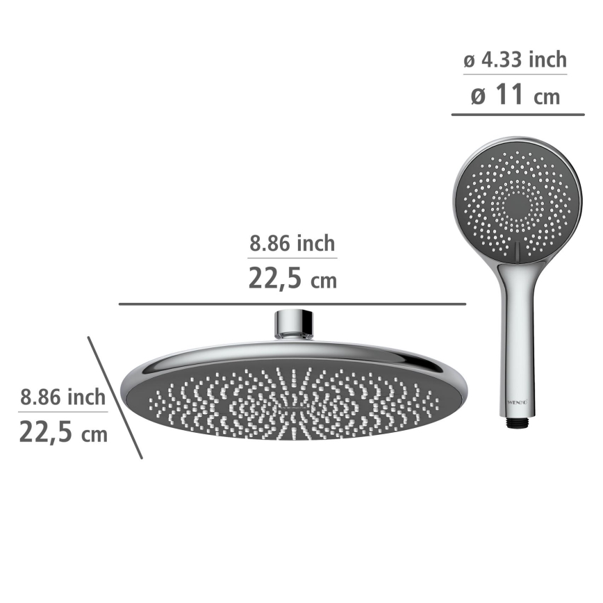 WENKO 25310100 - Suihkusarja VEDENSÄÄSTÖJÄRJESTELMÄ, ruostumaton teräs/kiiltävä kromi