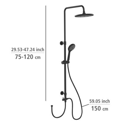 WENKO 25311100 - Suihkusetti WATERSAVING SYSTEM 120 cm musta