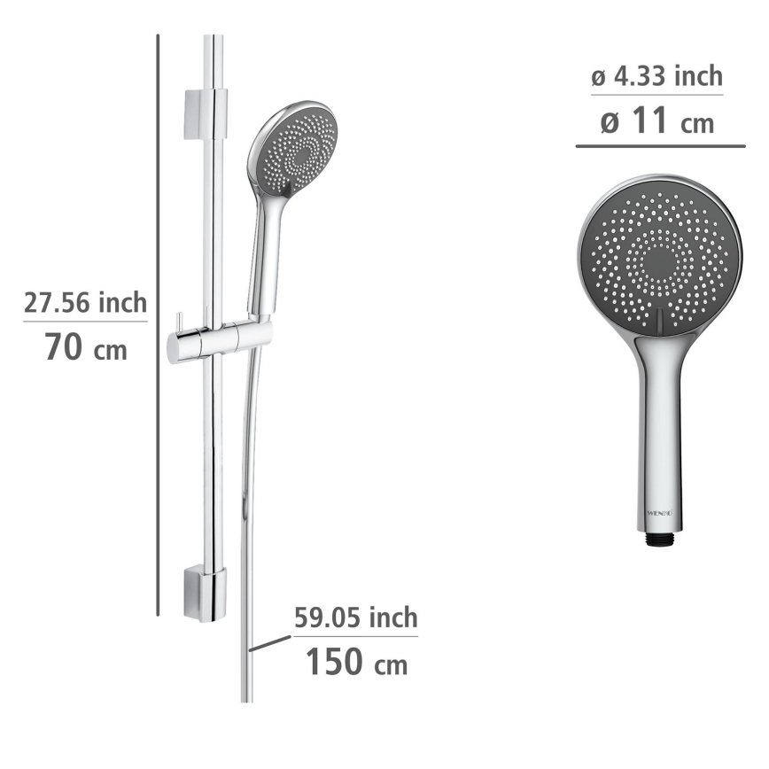 WENKO 25452100 - WATERSAVING SYSTEM 70 cm suihkusetti, hopea