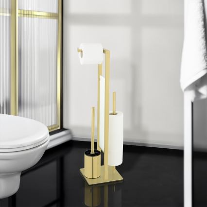 WENKO 26034100 - RIVALTA WC-setti 18x70 cm ruostumaton teräs/kultainen/valkoinen/musta