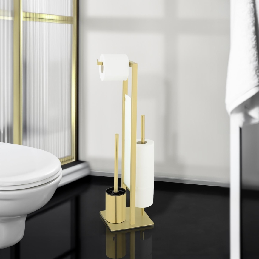 WENKO 26034100 - RIVALTA WC-setti 18x70 cm ruostumaton teräs/kultainen/valkoinen/musta