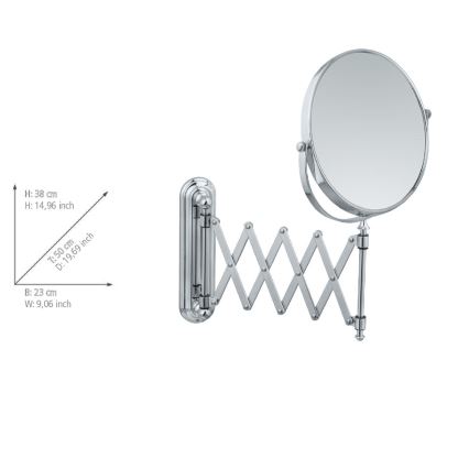 WENKO 3656241100 - Meikkipeili TELESCOPE DELUXE 23x38 cm kiiltävä kromi