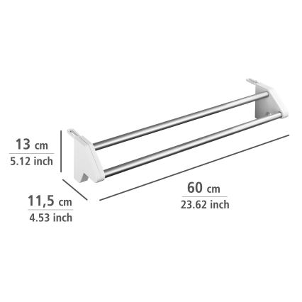 WENKO 3703100 - Pyykinkuivausteline TWIN 60x13 cm hopea/valkoinen