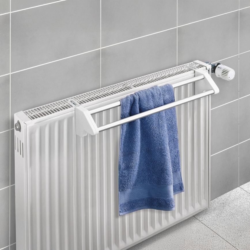 WENKO 3703100 - Pyykinkuivausteline TWIN 60x13 cm hopea/valkoinen