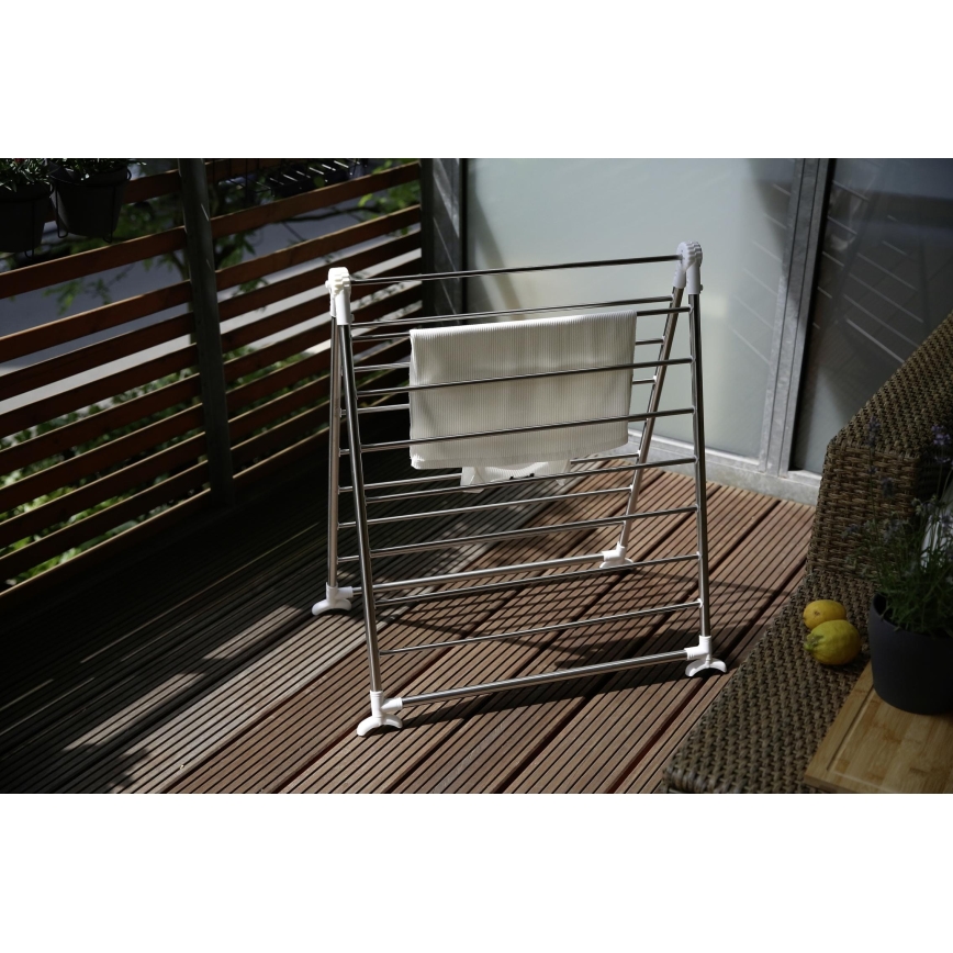 WENKO 3772020100 - Kuivausteline PROFI 65 x 150 cm ruostumaton teräs/hopea/valkoinen