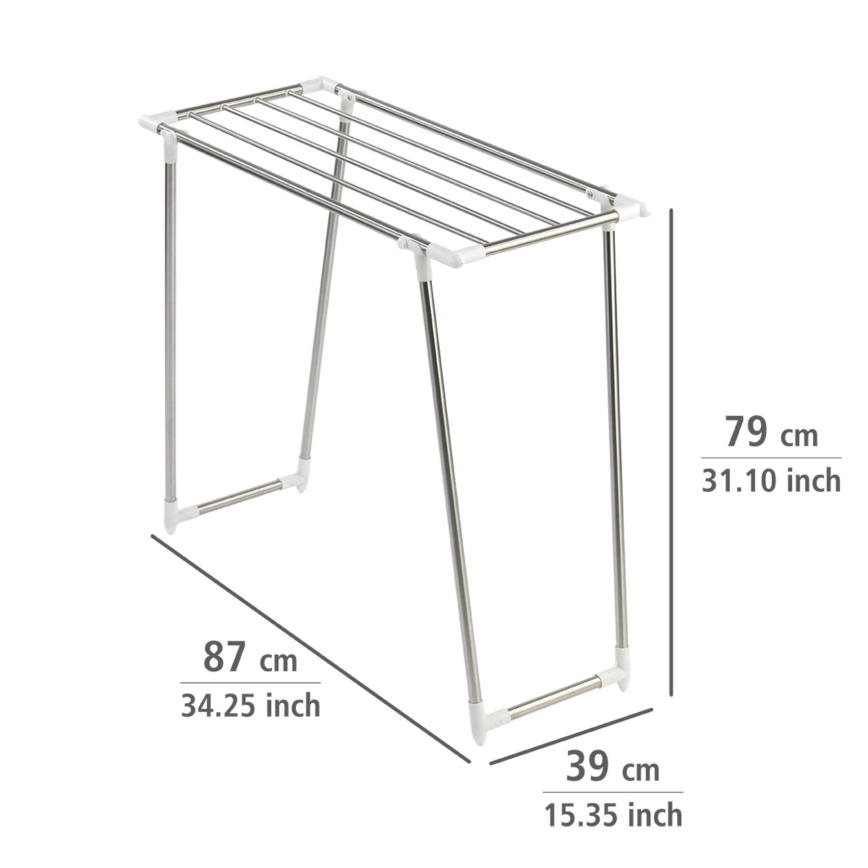 WENKO 3774020100 - Pyykinkuivausteline PROFI SINGLE 87x79 cm ruostumaton teräs/hopea/valkoinen