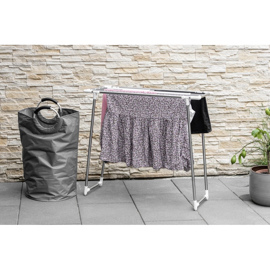 WENKO 3774020100 - Pyykinkuivausteline PROFI SINGLE 87x79 cm ruostumaton teräs/hopea/valkoinen