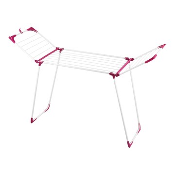 WENKO 3774021100 - Pyykin kuivausteline SUMMER DRY 153x76 cm valkoinen/vaaleanpunainen