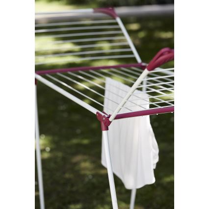 WENKO 3774021100 - Pyykin kuivausteline SUMMER DRY 153x76 cm valkoinen/vaaleanpunainen