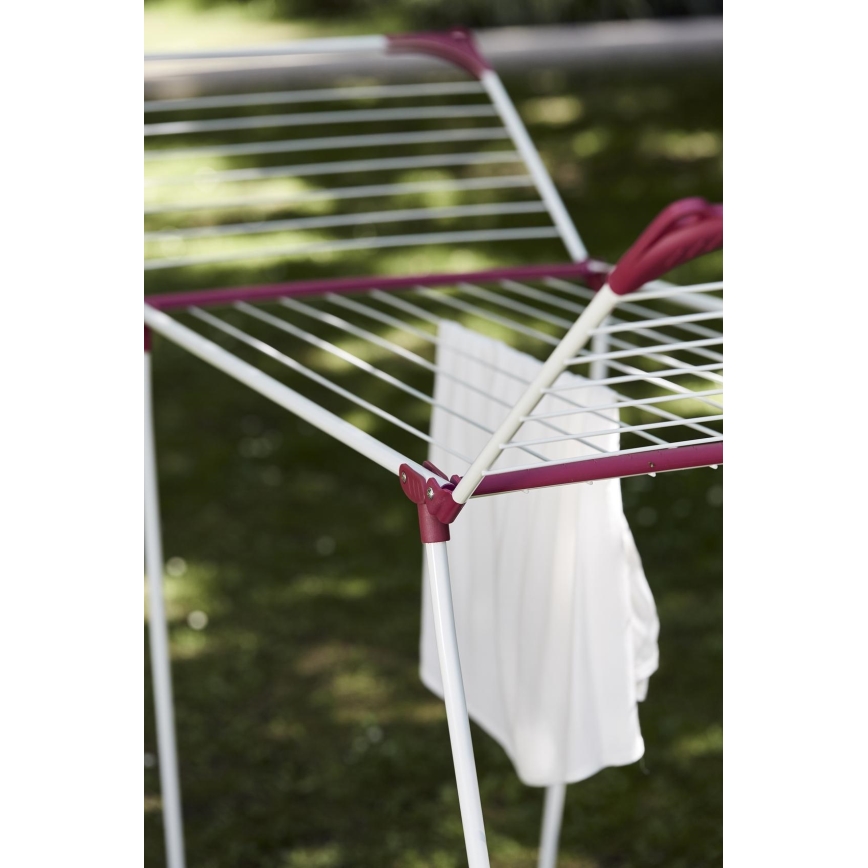 WENKO 3774021100 - Pyykin kuivausteline SUMMER DRY 153x76 cm valkoinen/vaaleanpunainen