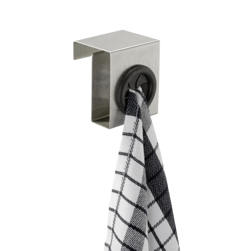 WENKO 4368060100 - PUSH-koukku 5x6 cm hopea/musta
