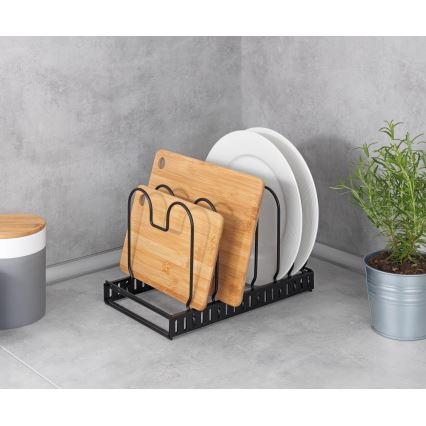 WENKO 53149100 - Kansien ja pannujen pidike 18x18 cm musta