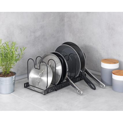 WENKO 53149100 - Kansien ja pannujen säilyteline 18x18 cm, musta