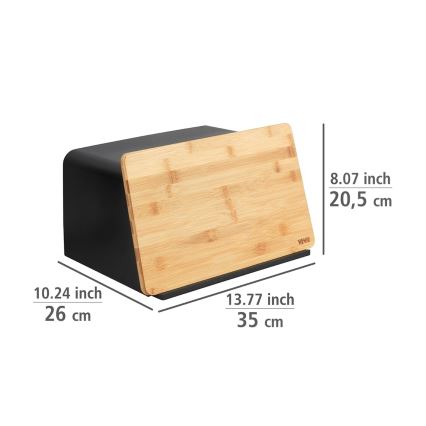 WENKO 54098100 - Leipälaatikko KUBO 35x26,5 cm musta/ruskea