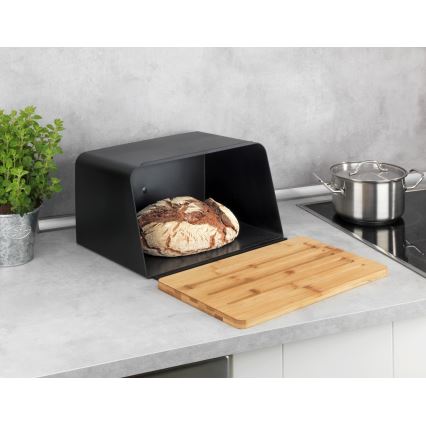 WENKO 54098100 - Leipälaatikko KUBO 35x26,5 cm musta/ruskea