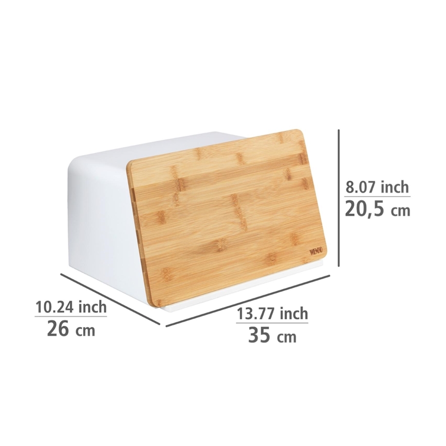 WENKO 54099100 - Leipälaatikko KUBO 35 x 26,5 cm valkoinen/ruskea