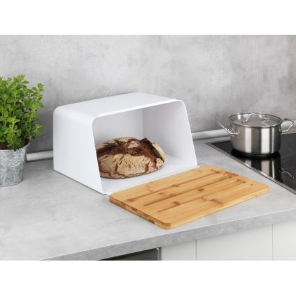 WENKO 54099100 - Leipälaatikko KUBO 35 x 26,5 cm valkoinen/ruskea