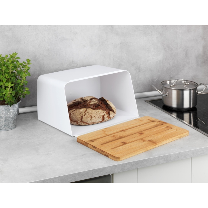 WENKO 54099100 - Leipälaatikko KUBO 35 x 26,5 cm valkoinen/ruskea