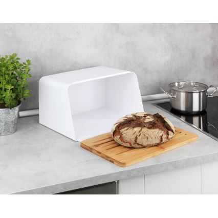 WENKO 54099100 - Leipälaatikko KUBO 35 x 26,5 cm valkoinen/ruskea