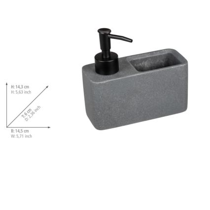 WENKO 54669100 - Saippua-annostelija RESA 14,5x14,3 cm harmaa/musta