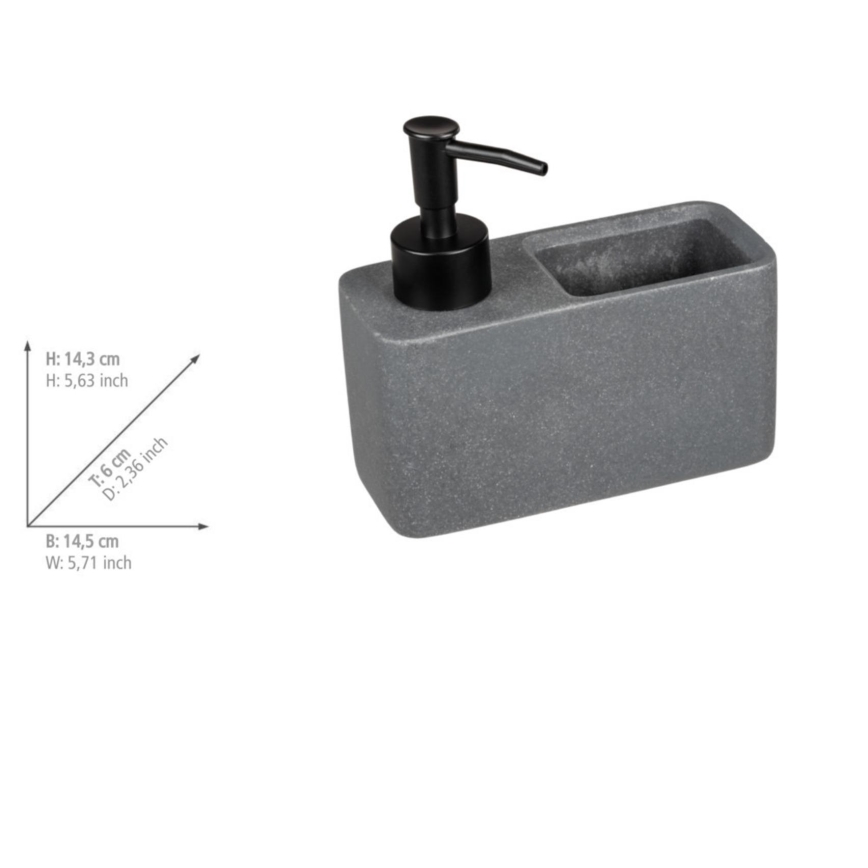 WENKO 54669100 - Saippua-annostelija RESA 14,5x14,3 cm harmaa/musta