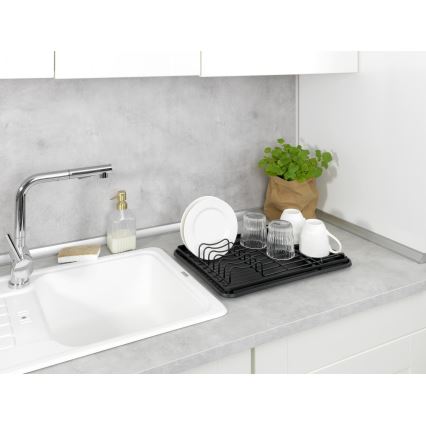 WENKO 54798100 - Astioiden kuivausteline AMY 42,5 x 31,5 cm, musta