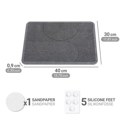 WENKO 54955100 - DAMON-kuivatusmatto 40x30 cm diatomiiitti/harmaa
