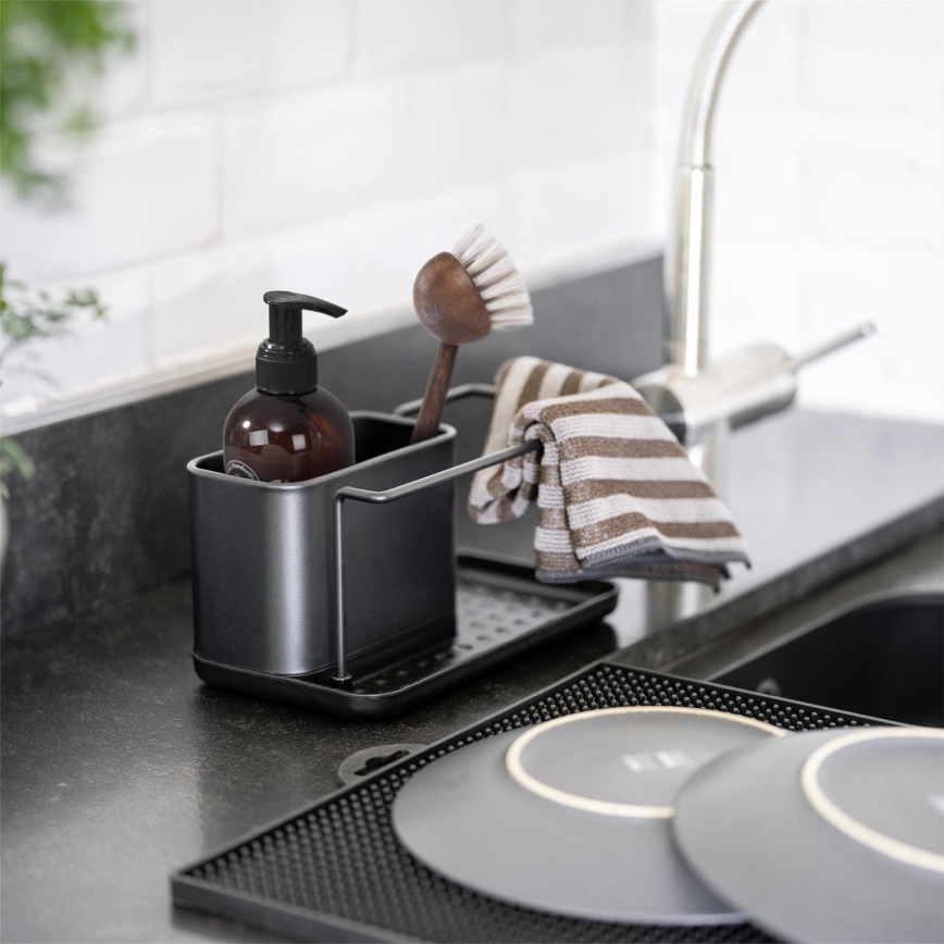 WENKO 55078100 - Organisaattori BLACK OUTDOOR KITCHEN 21x12 cm ruostumaton teräs/musta