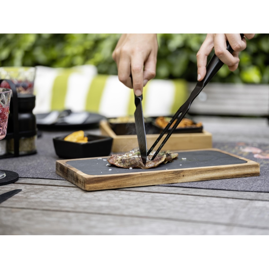 WENKO 55103100 - Leikkuulauta BLACK OUTDOOR KITCHEN 30x15 cm ruskea/harmaa