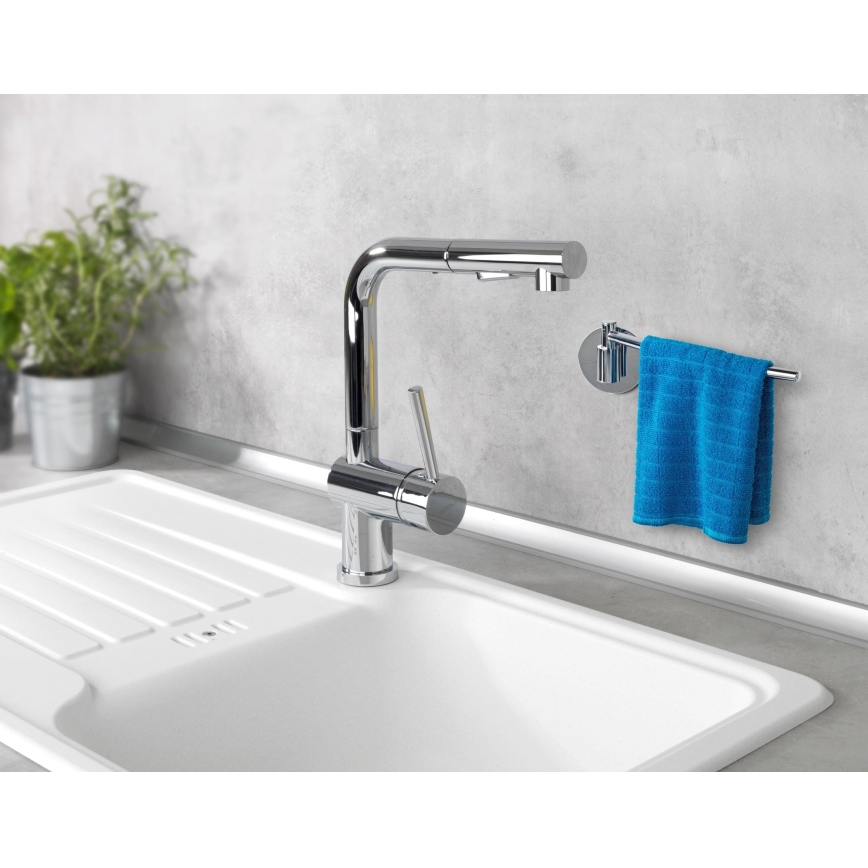 WENKO 5639100 - Paperirullapidike TURBO-LOC KÜCHE 23x6,5 cm ruostumaton teräs/hopea