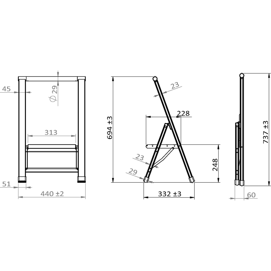 WENKO 601011100 - ALU-DESIGN-tikkaat 44x101 cm hopea/musta