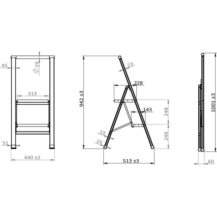 WENKO 601015100 - ALU-DESIGN-tikkaat 44x101 cm valkoinen/harmaa