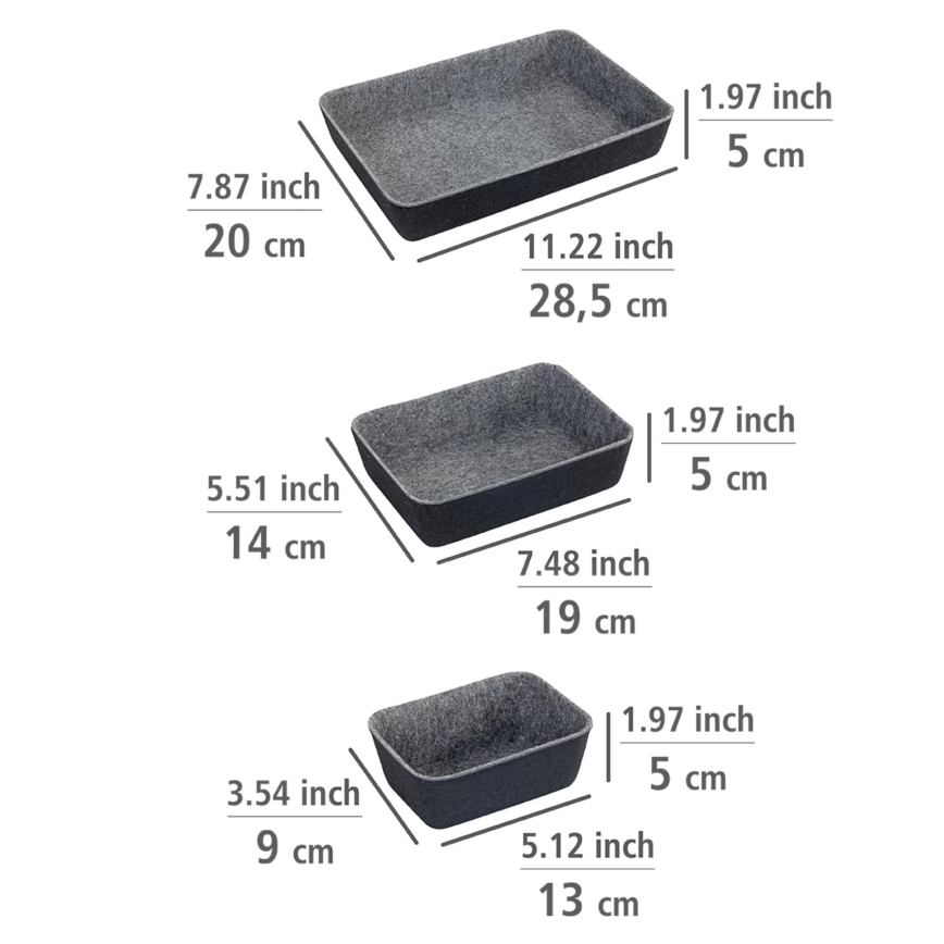 WENKO 64502100 - FELT-laatikkojärjestäjä 28,5x20 cm harmaa