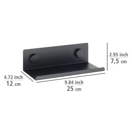 WENKO 71147800 - JET-hylly 25 x 7,5 cm, musta