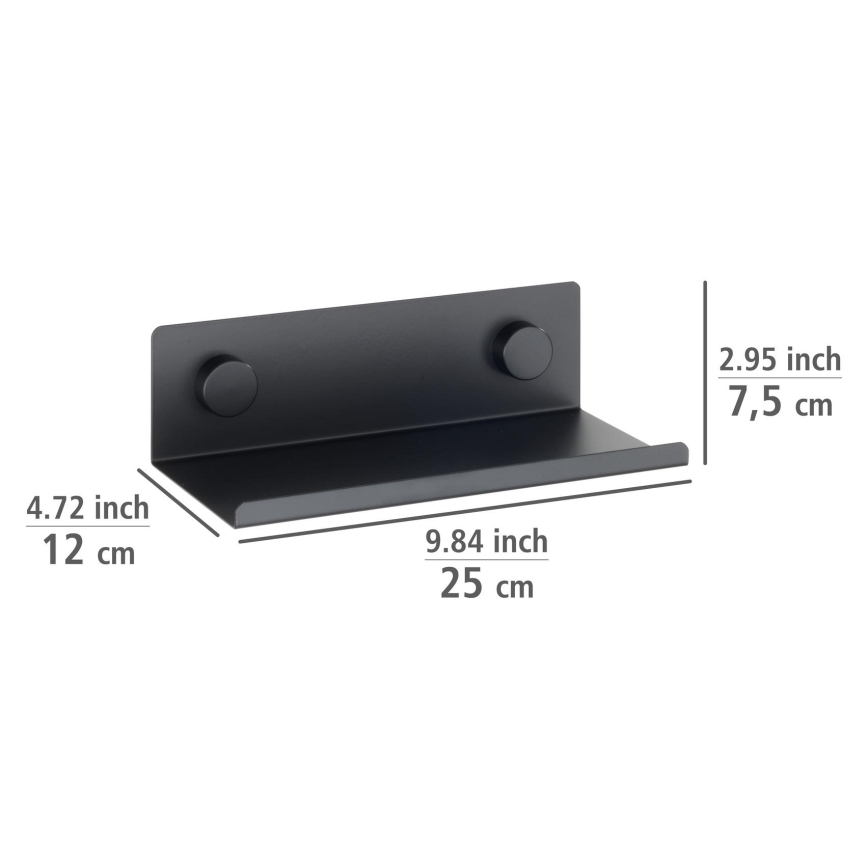WENKO 71147800 - JET-hylly 25 x 7,5 cm, musta