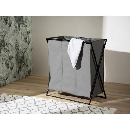 WENKO 71297800 - Pyykkikori TRIO 69x76 cm harmaa/musta
